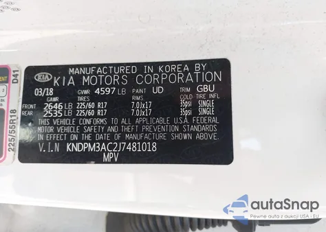 2018 Kia Sportage Lx from USA, damaged, VIN KNDPM3AC2J7481018